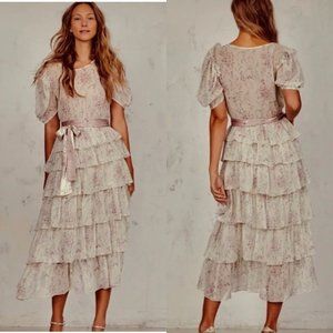 LoveShackFancy Roxanne Tiered Ruffle Dress L